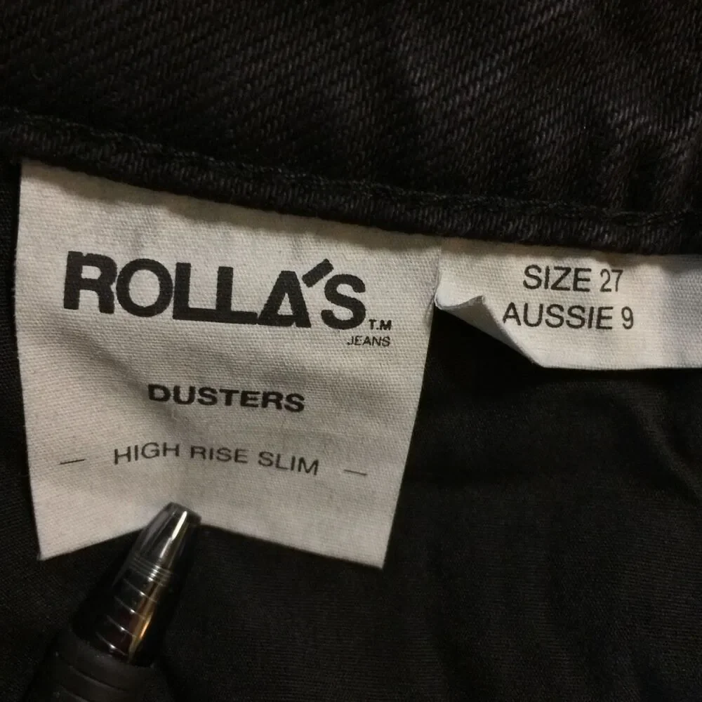 Rolla’s duster high rise denim black shorts distressed 27